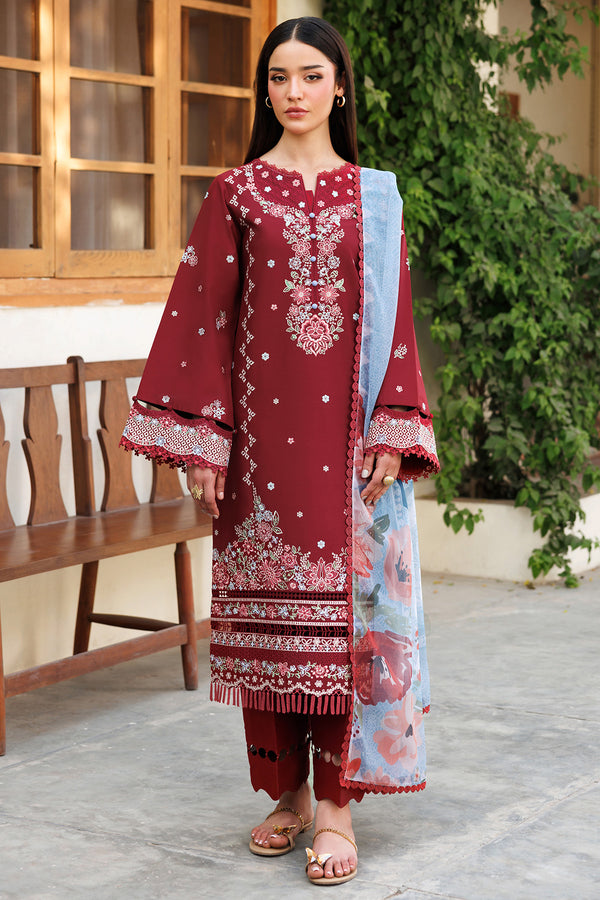 Farasha | Summer Weaves Embroidered Lawn | Crimson Glow by Farasha - Designer Dress - Type: Ladies Clothes - Available at Libayah - 100% Original