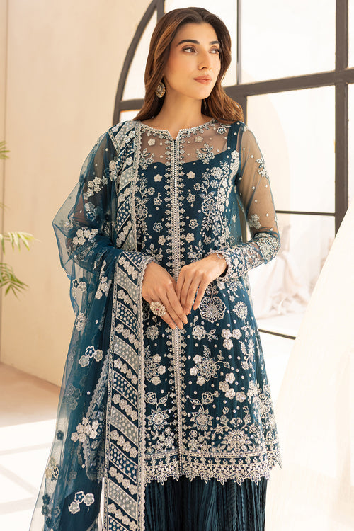 Farasha | Lu Zella Premium Formals 25 | Teal Drizzle by Farasha - Designer Dress  - Type : Ladies Clothes - Available at Libayah - 100% Original 