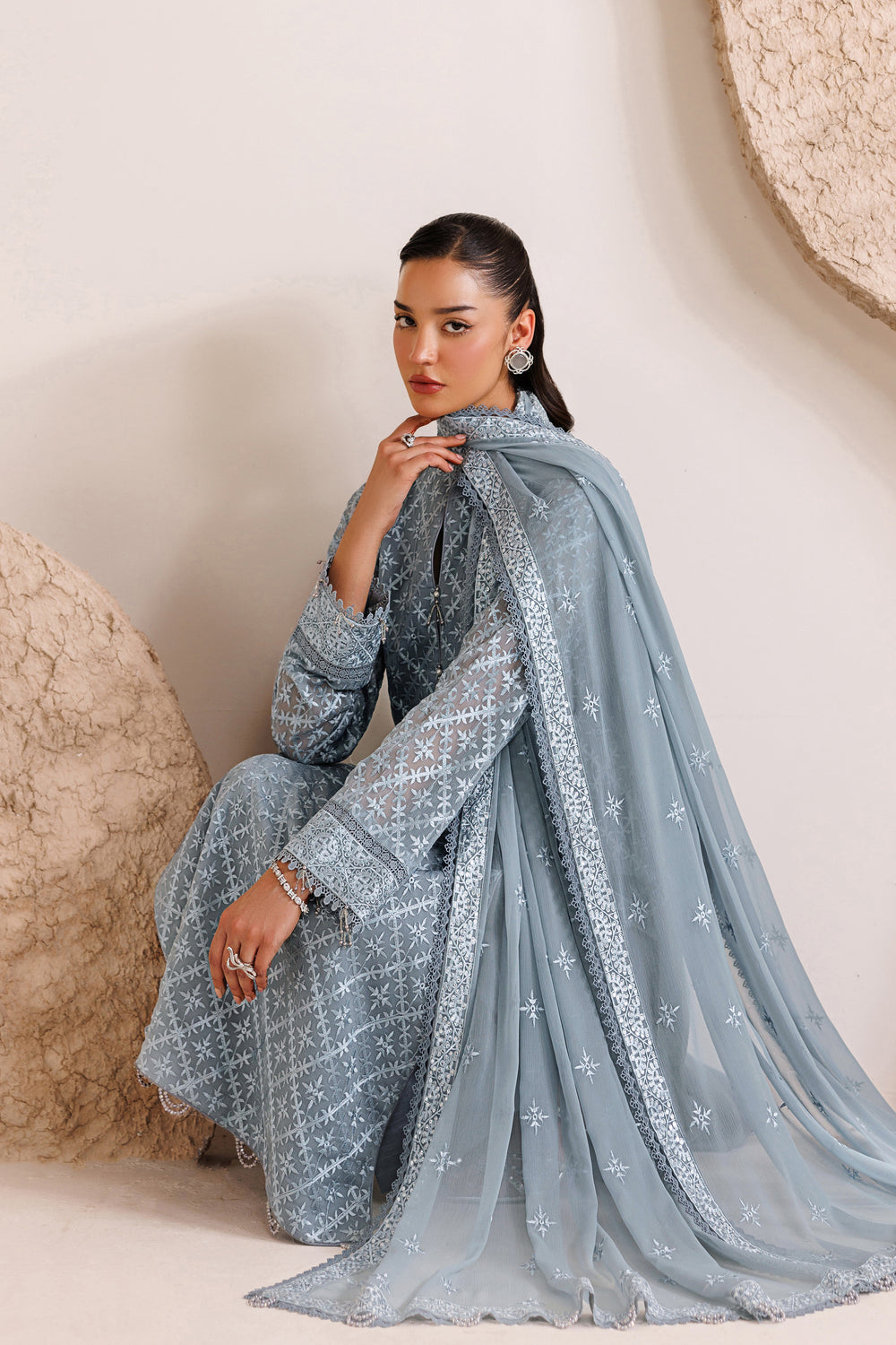 Farasha | Chiffon Threads 26 | PALE SLATE by Farasha - Designer Dress  - Type : Ladies Clothes - Available at Libayah - 100% Original 