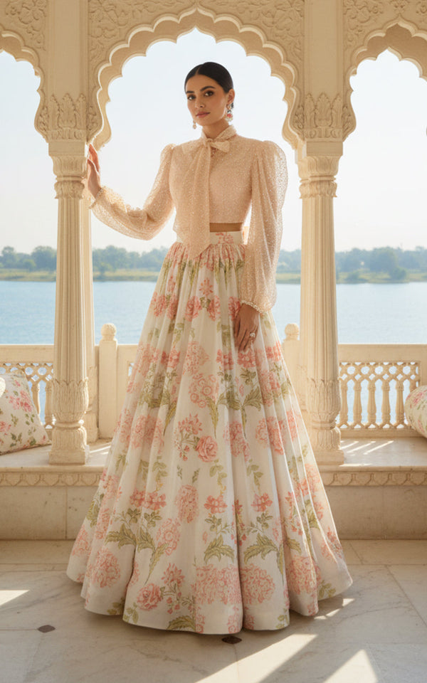 Threads and Motifs | Formal Outfits | Blouse With Printed Lehenga by Threads and Motifs - Designer Dress  - Type : Ladies Clothes - Available at Libayah - 100% Original 