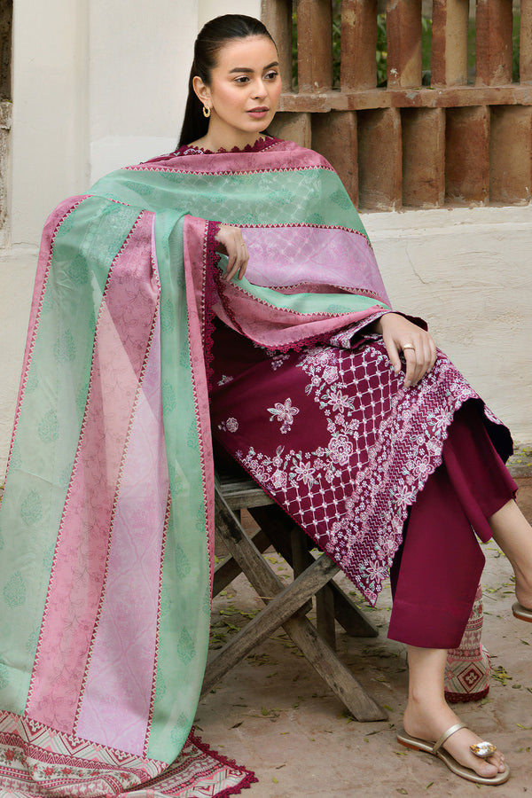 Farasha | Summer Weaves Embroidered Lawn | Satin Ruby by Farasha - Designer Dress - Type: Ladies Clothes - Available at Libayah - 100% Original