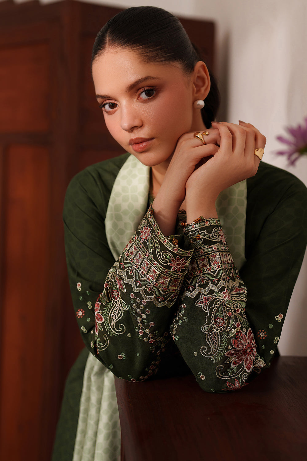 Farasha | Meline Premium Viscose 25 | Olive Drape by Farasha - Designer Dress  - Type : Ladies Clothes - Available at Libayah - 100% Original 