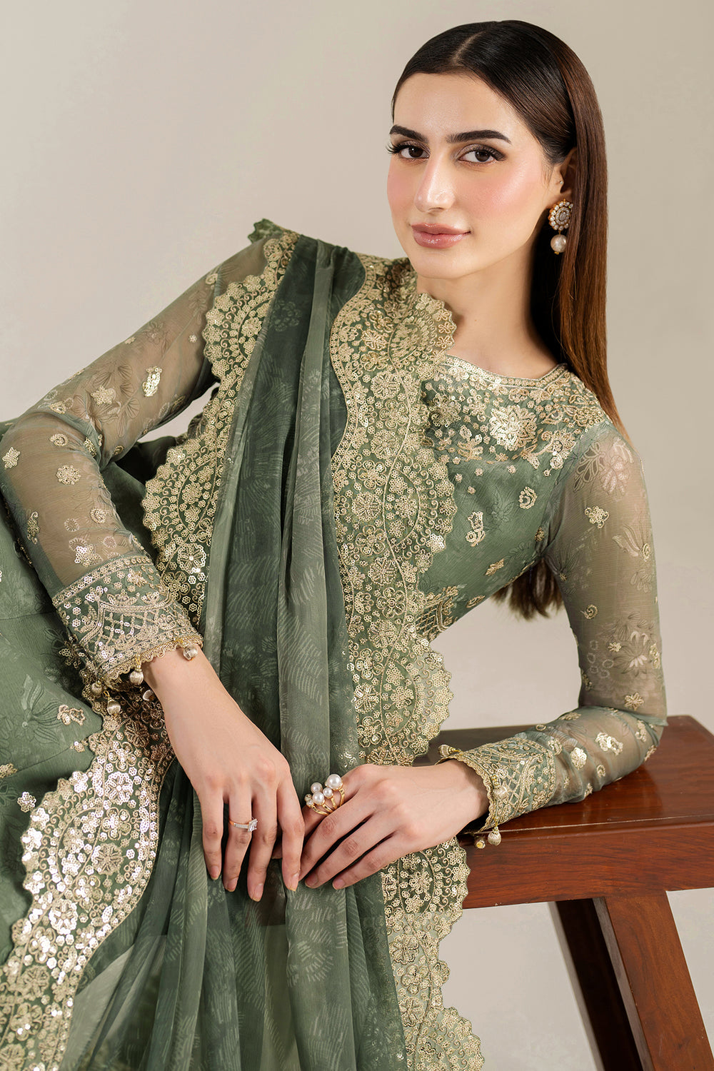 Farasha | Fiorella Formals | Olive Aura by Farasha - Designer Dress  - Type : Ladies Clothes - Available at Libayah - 100% Original 