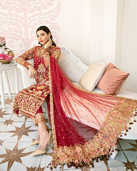 Gulaal | Wedding Formals | Rouge Embroidered Net 3-Piece Suit WS-06 by Gulaal - Designer Dress - Type: Ladies Clothes - Available at Libayah - 100% Original