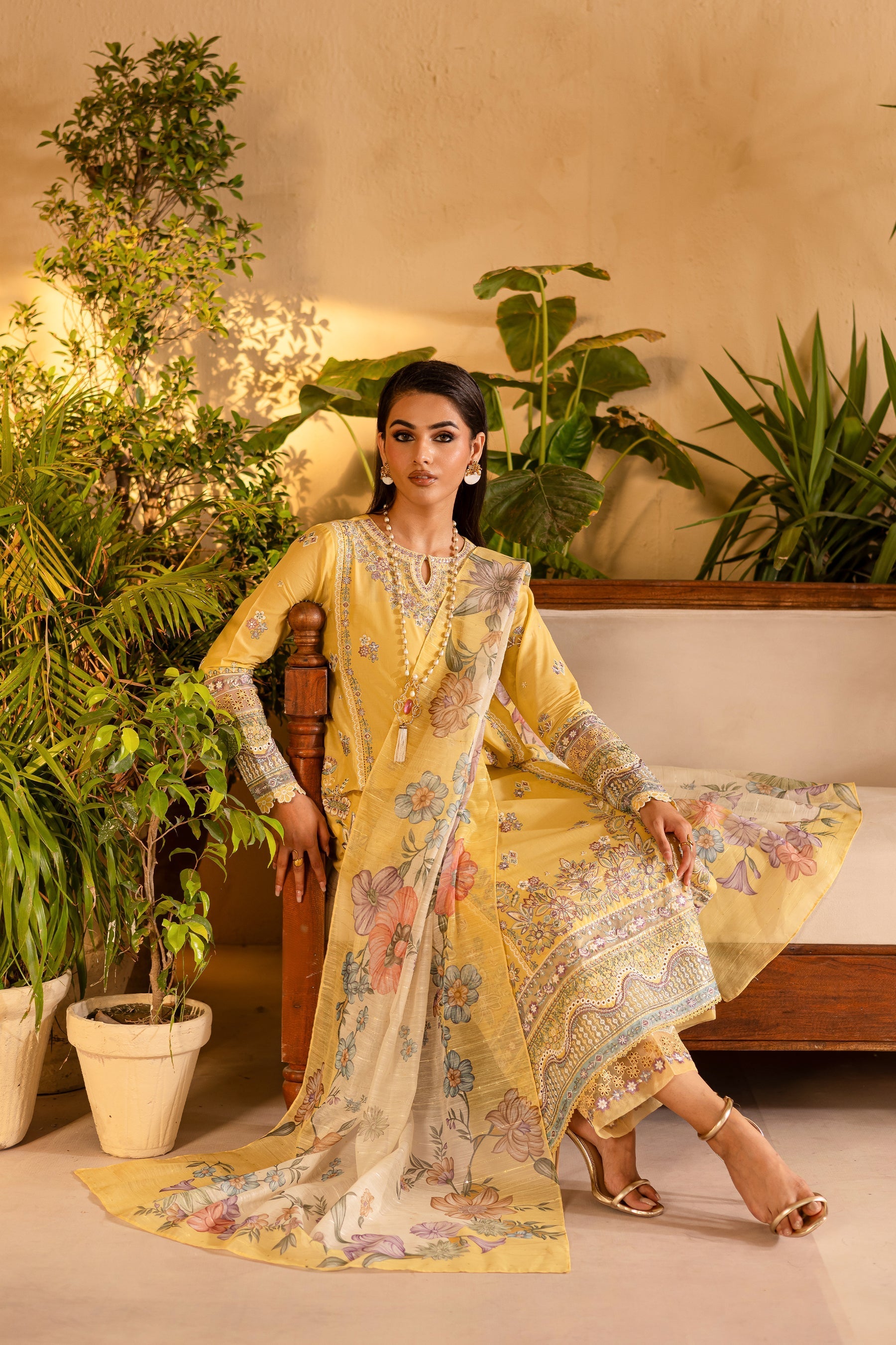 Batik | Nyra Embroidered Summer Solids | Maize by Batik - Designer Dress - Type: Ladies Clothes - Available at Libayah - 100% Original