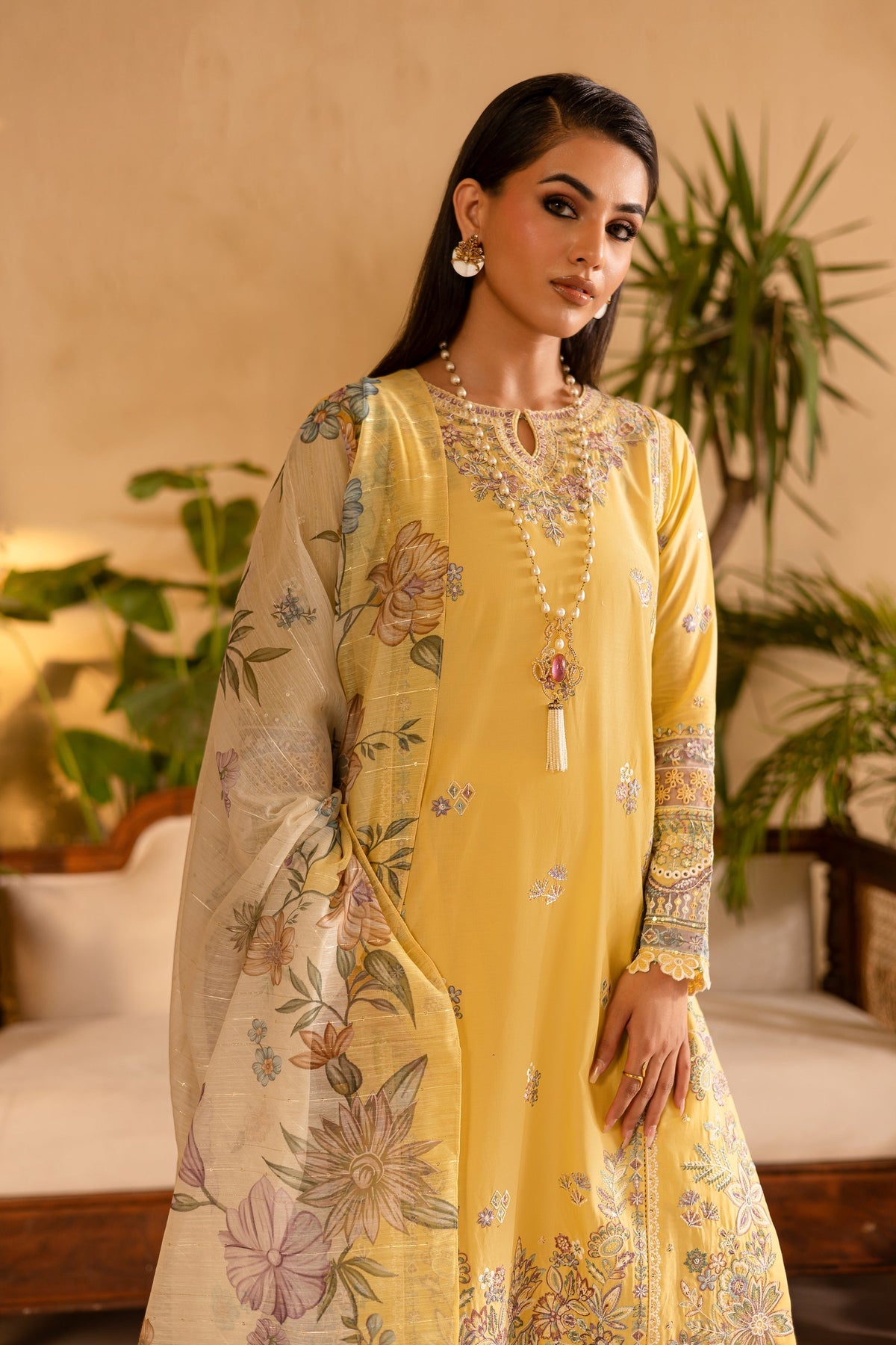 Batik | Nyra Embroidered Summer Solids | Maize by Batik - Designer Dress - Type: Ladies Clothes - Available at Libayah - 100% Original