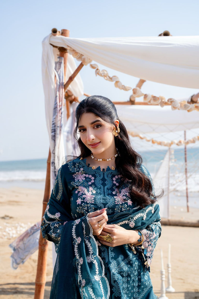 Aabyaan | Saagar Luxury Lawn 25 | ISHANA (AS-06) by Aabyaan - Designer Dress - Type: Ladies Clothes - Available at Libayah - 100% Original