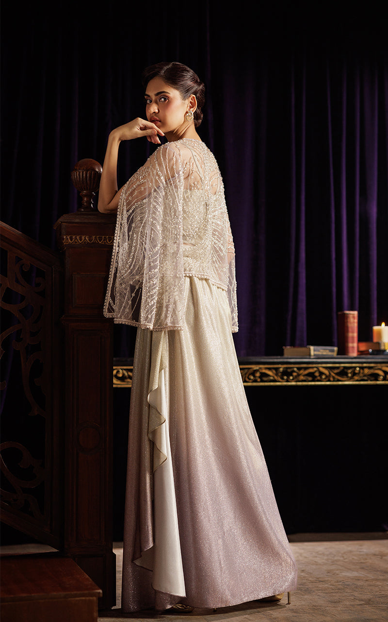 Threads and Motifs | Formal Dresses 25 | Embroidered Cape with Tube and Skirt by Threads and Motifs - Designer Dress  - Type : Ladies Clothes - Available at Libayah - 100% Original 