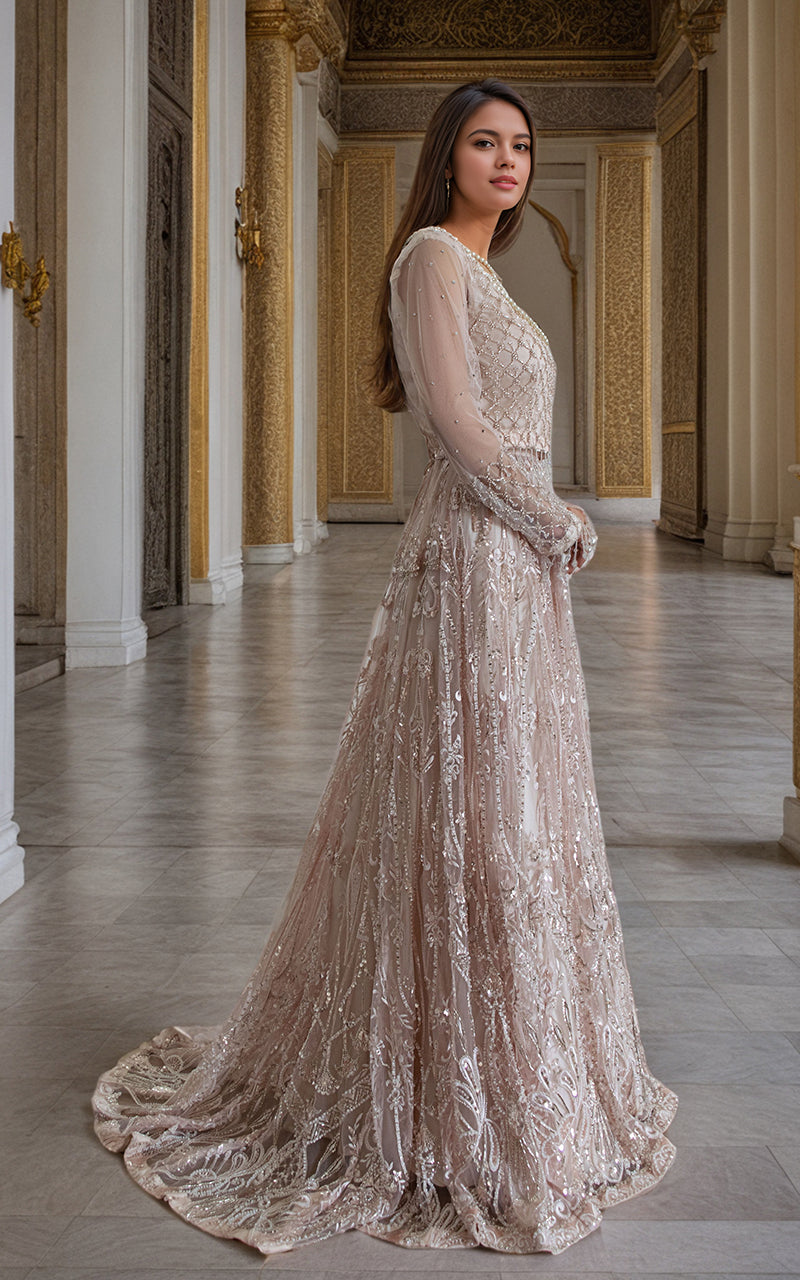 Threads and Motifs | Formal Dresses 25 | Net Cut Dana Bridal Blouse With Lehenga And Dupatta by Threads and Motifs - Designer Dress  - Type : Ladies Clothes - Available at Libayah - 100% Original 