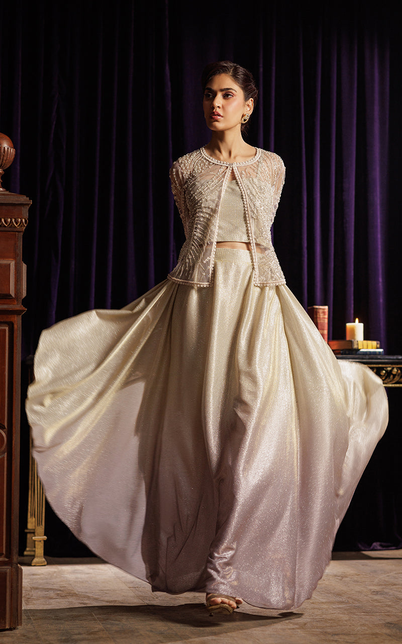 Threads and Motifs | Formal Dresses 25 | Embroidered Cape with Tube and Skirt by Threads and Motifs - Designer Dress  - Type : Ladies Clothes - Available at Libayah - 100% Original 