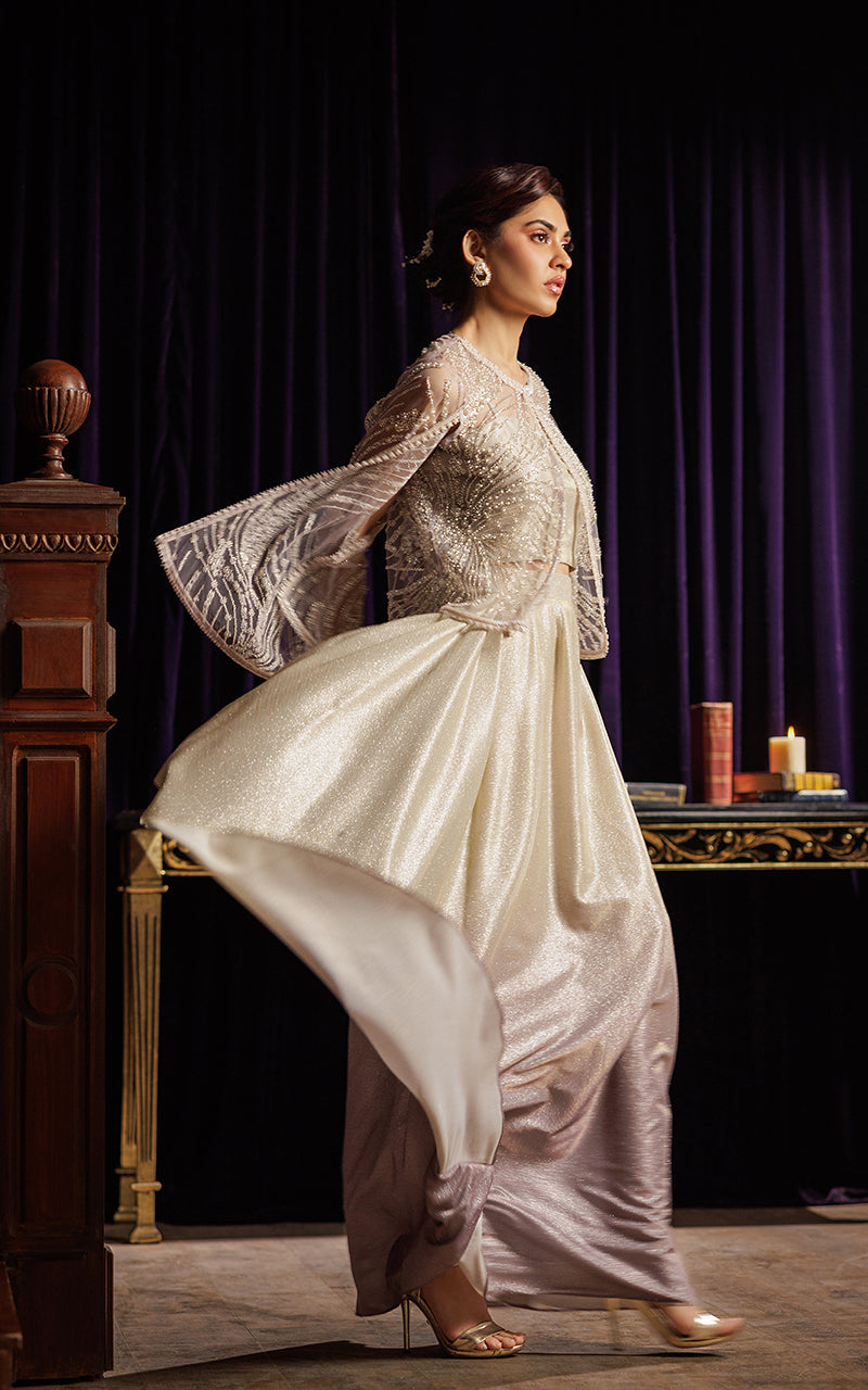 Threads and Motifs | Formal Dresses 25 | Embroidered Cape with Tube and Skirt by Threads and Motifs - Designer Dress  - Type : Ladies Clothes - Available at Libayah - 100% Original 