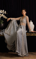 Threads and Motifs | Formal Dresses 25 | Net Embroidered Jacket with Tube and Skirt by Threads and Motifs - Designer Dress  - Type : Ladies Clothes - Available at Libayah - 100% Original 