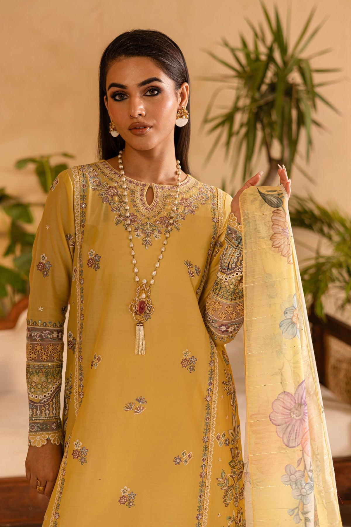 Batik | Nyra Embroidered Summer Solids | Maize by Batik - Designer Dress - Type: Ladies Clothes - Available at Libayah - 100% Original