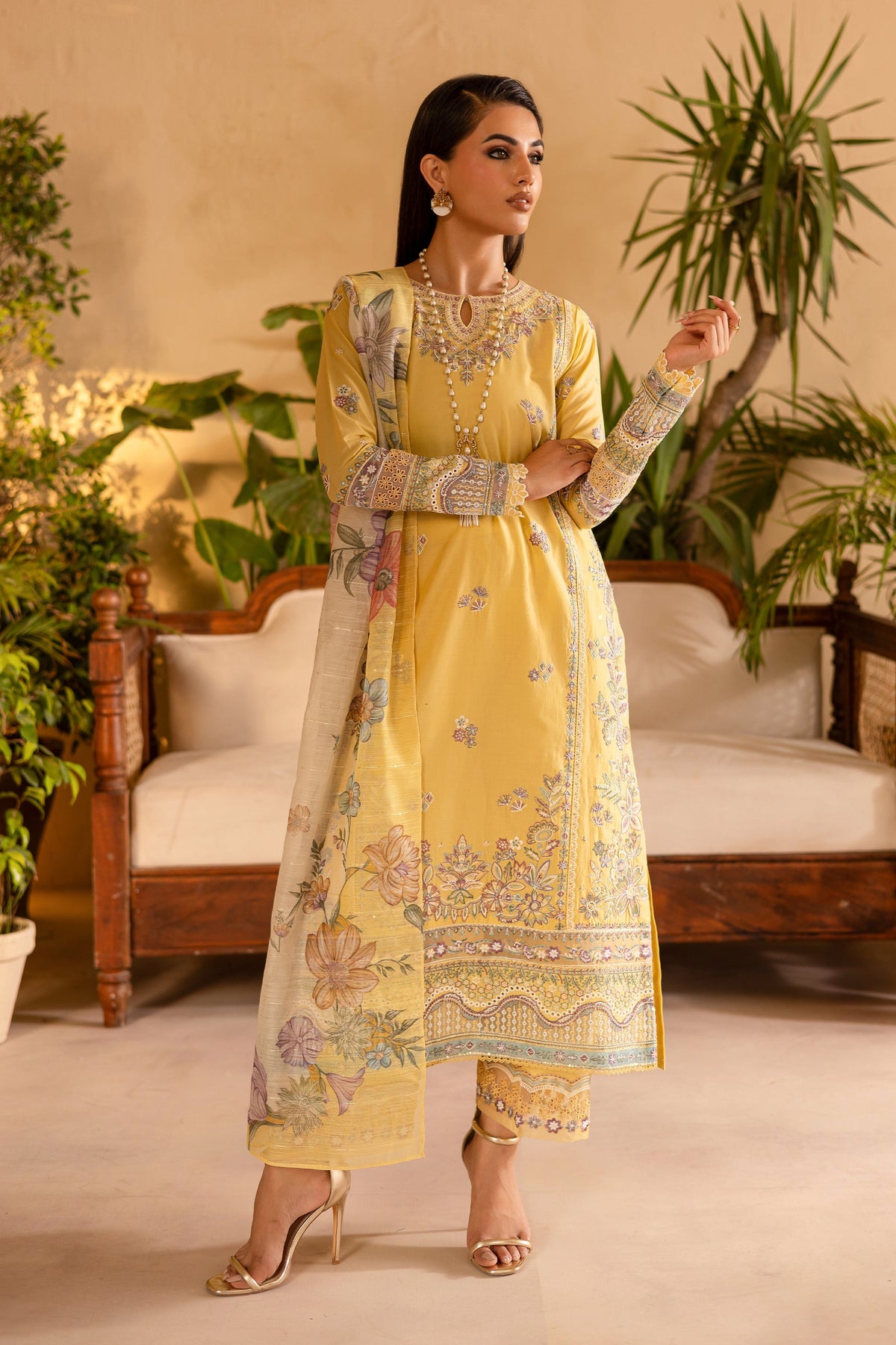 Batik | Nyra Embroidered Summer Solids | Maize by Batik - Designer Dress - Type: Ladies Clothes - Available at Libayah - 100% Original