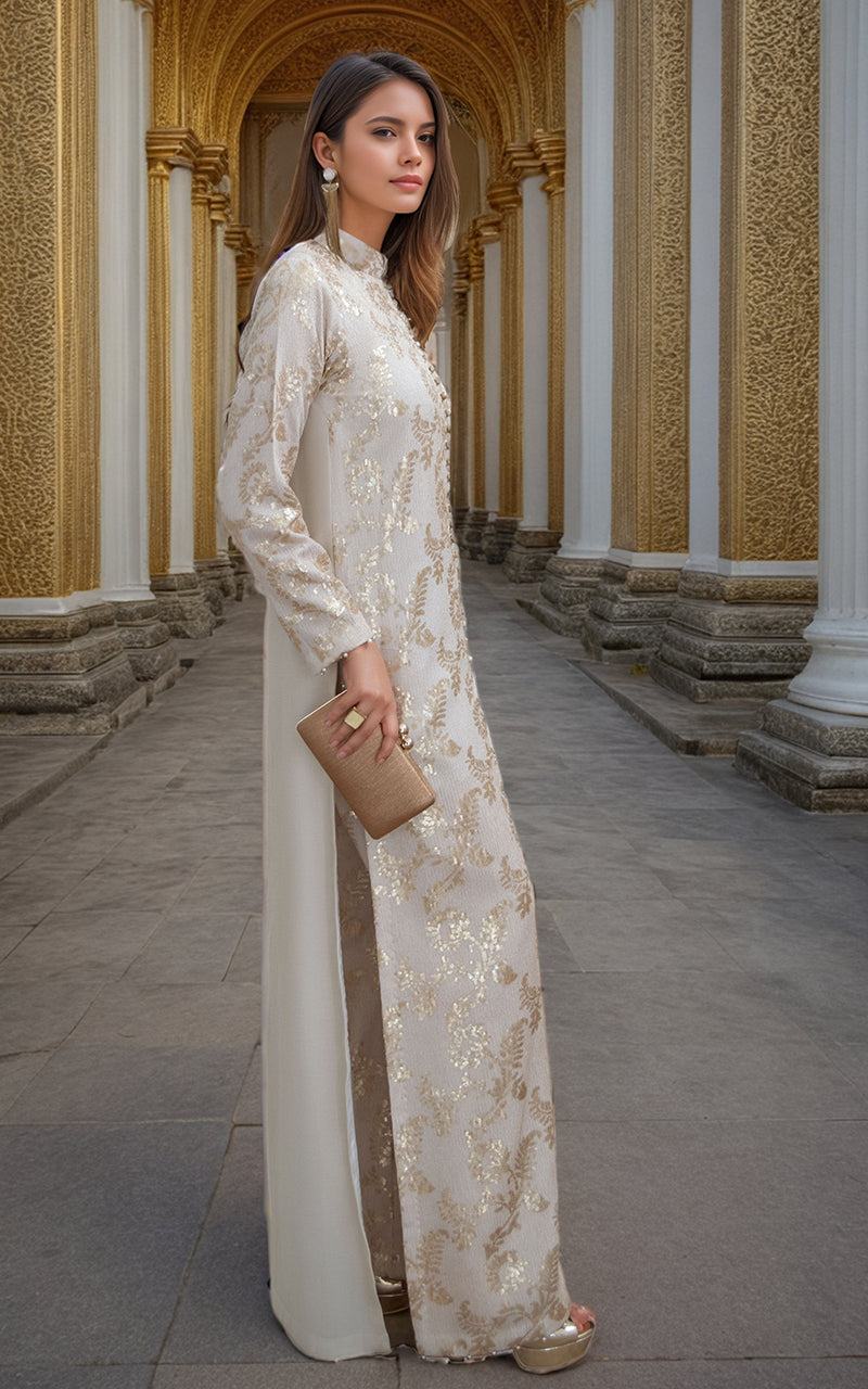 Threads and Motifs | Formal Dresses 25 | Chiffon Embroidered Jacket with Embroidered Trouser by Threads and Motifs - Designer Dress  - Type : Ladies Clothes - Available at Libayah - 100% Original 