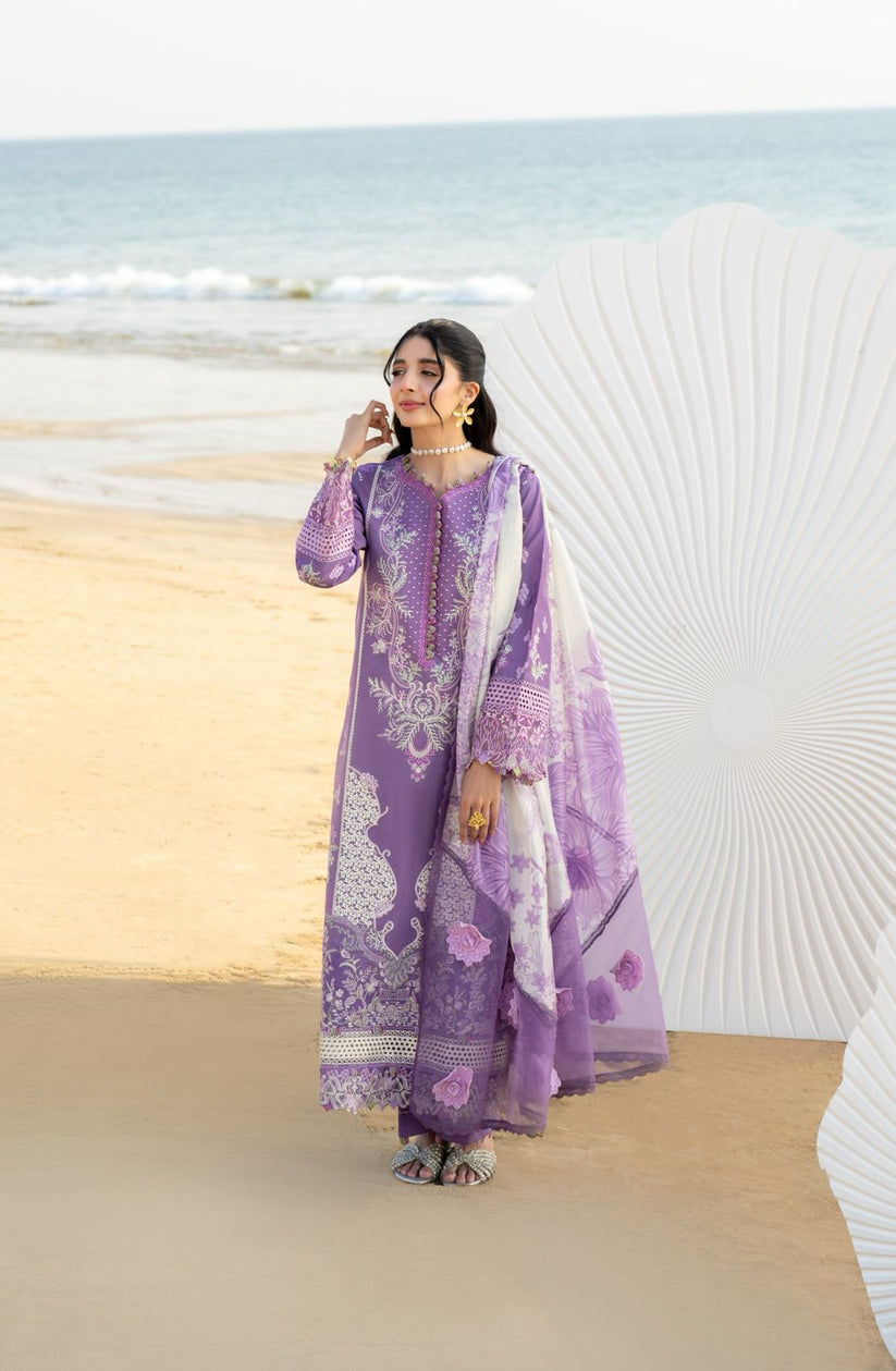 Aabyaan | Saagar Luxury Lawn 25 | ZARQA (AS-01) by Aabyaan - Designer Dress - Type: Ladies Clothes - Available at Libayah - 100% Original