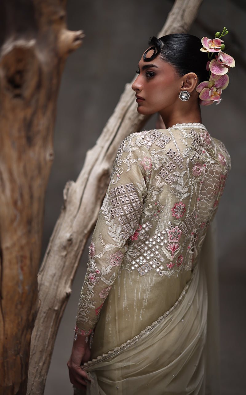 Threads and Motifs | Formal Dresses 25 | Organza Embroidered Jacket by Threads and Motifs - Designer Dress  - Type : Ladies Clothes - Available at Libayah - 100% Original 