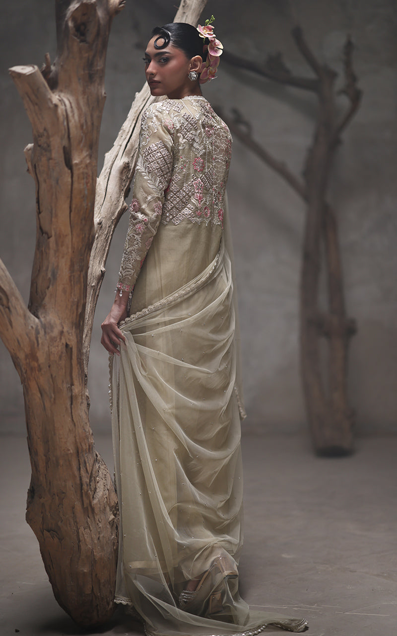 Threads and Motifs | Formal Dresses 25 | Organza Embroidered Jacket by Threads and Motifs - Designer Dress  - Type : Ladies Clothes - Available at Libayah - 100% Original 