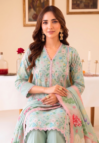 Faiza Faisal | FNF Printed Lawn | MINT DAISY by Faiza Faisal - Designer Dress  - Type : Ladies Clothes - Available at Libayah - 100% Original 