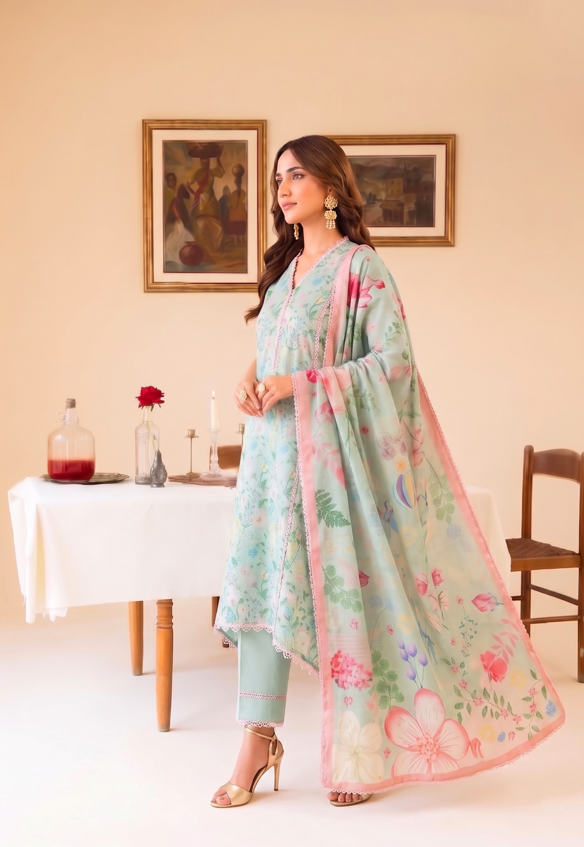 Faiza Faisal | FNF Printed Lawn | MINT DAISY by Faiza Faisal - Designer Dress  - Type : Ladies Clothes - Available at Libayah - 100% Original 
