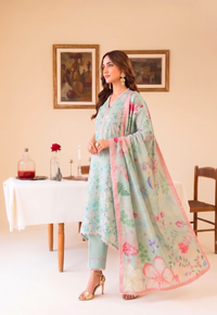 Faiza Faisal | FNF Printed Lawn | MINT DAISY by Faiza Faisal - Designer Dress  - Type : Ladies Clothes - Available at Libayah - 100% Original 