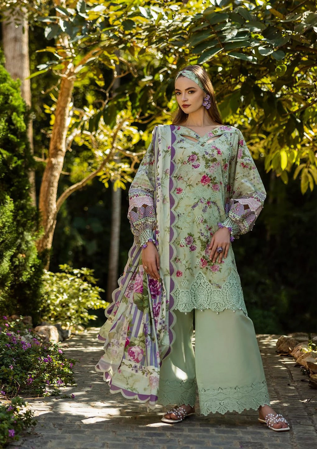 Elaf Premium | Print Chikankari 25 | ELK-03A FLOREALE by Elaf Premium - Designer Dress - Type: Ladies Clothes - Available at Libayah - 100% Original