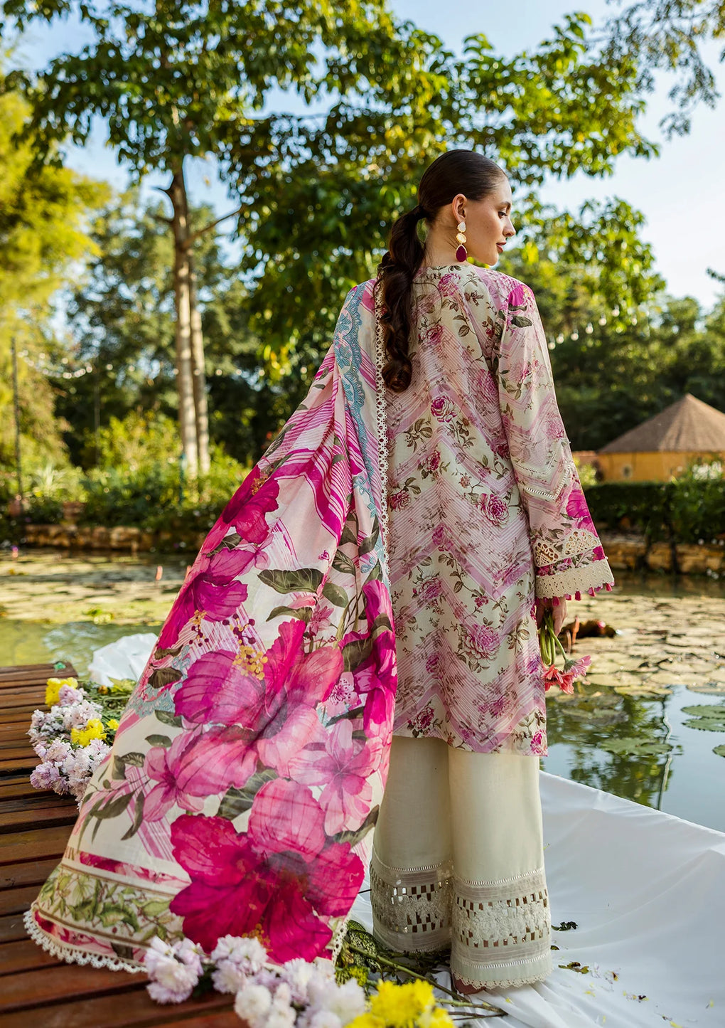 Elaf Premium | Print Chikankari 25 | ELK-06B ROSES & WHITES by Elaf Premium - Designer Dress - Type: Ladies Clothes - Available at Libayah - 100% Original