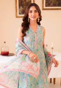 Faiza Faisal | FNF Printed Lawn | MINT DAISY by Faiza Faisal - Designer Dress  - Type : Ladies Clothes - Available at Libayah - 100% Original 