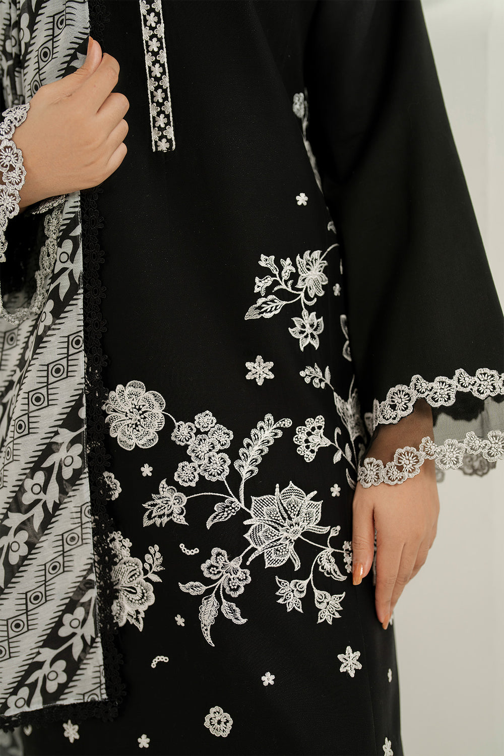 Farasha | Thread Lines Embroidered | Skylit Rouge by Farasha - Designer Dress  - Type : Ladies Clothes - Available at Libayah - 100% Original 