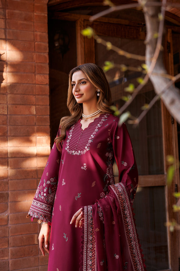 Farasha | Dastoor Embroidered Lawn SS24 | RUBY GLAM by Farasha - Designer Dress - Type: Ladies Clothes - Available at Libayah - 100% Original