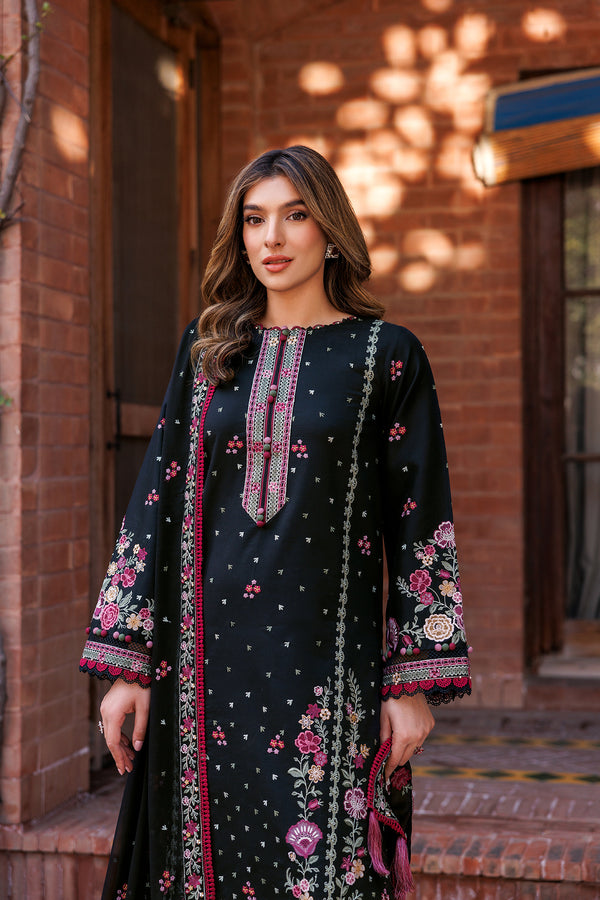 Farasha | Dastoor Embroidered Lawn SS24 | ORNATE NOIR by Farasha - Designer Dress - Type: Ladies Clothes - Available at Libayah - 100% Original