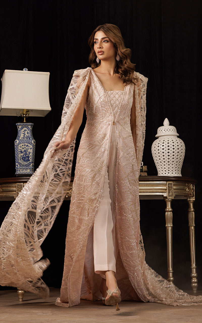 Threads and Motifs | Formal Dresses 25 | Net Embroidered Jacket with Embroidered Tube & Trouser by Threads and Motifs - Designer Dress  - Type : Ladies Clothes - Available at Libayah - 100% Original 