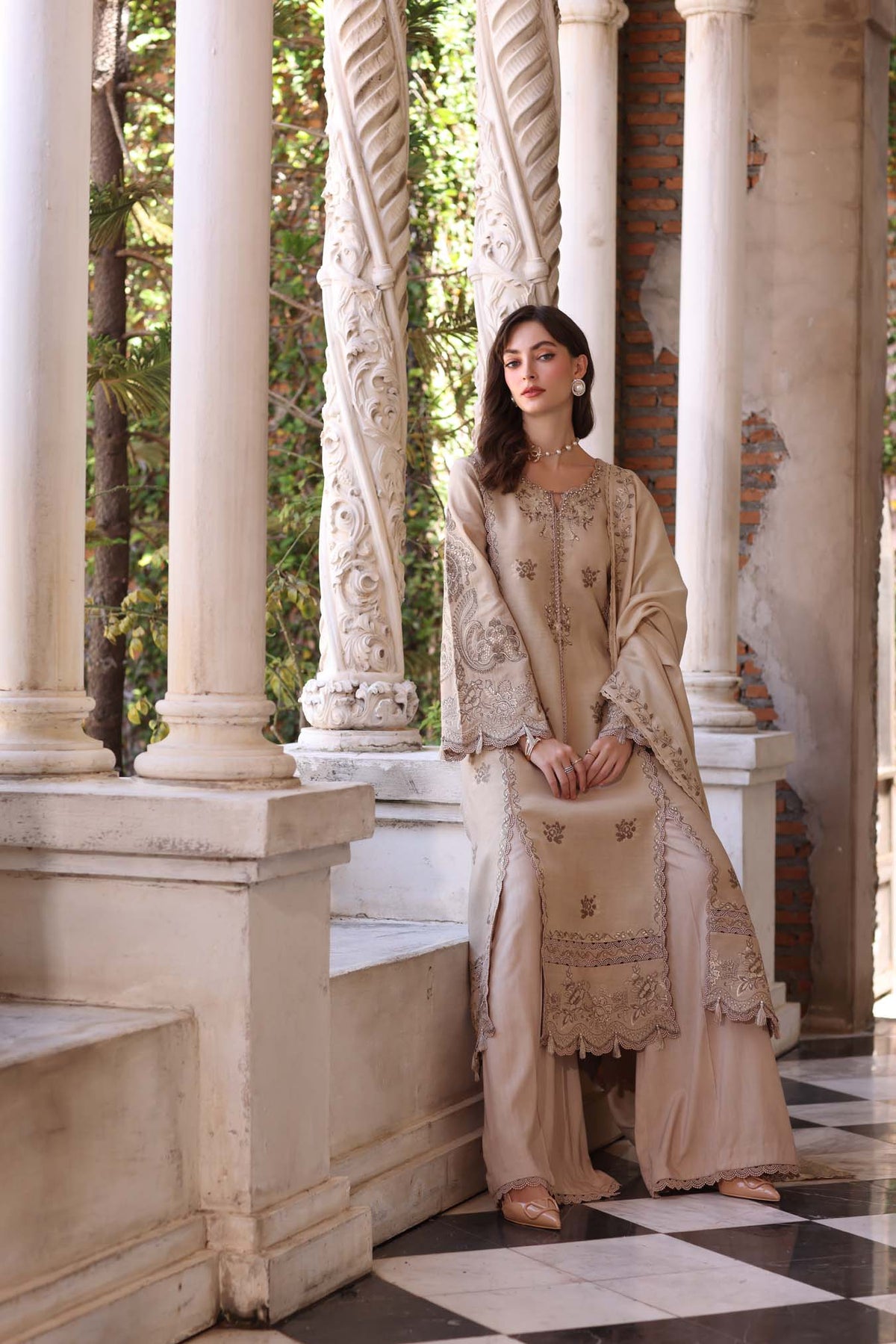 Noor by Saadia Asad | Winter Pashmina 25 | Caramel Mist