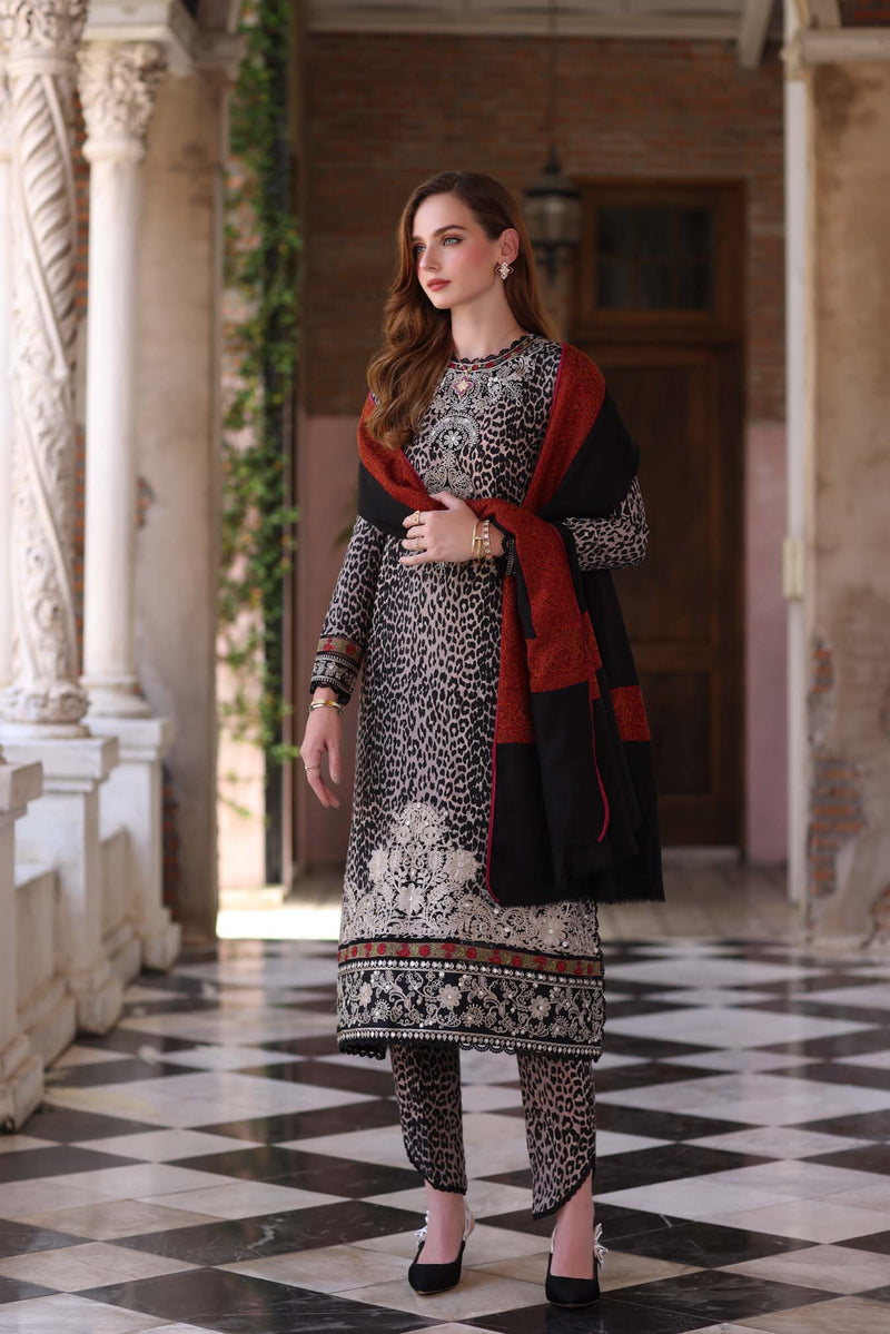 Noir Safari – authentic Pakistani dress from the Noor by Saadia Asad Winter Pashmina 25 collection for women in the UK
