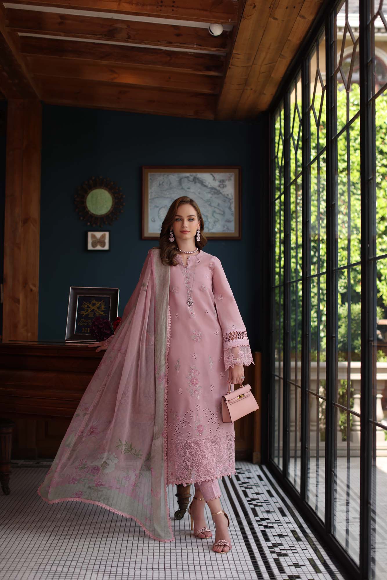 Noor by Saadia Asad | Eid Luxury Schiffli Laserkari 25 | D3- Blush Pink by Noor by Saadia Asad - Designer Dress - Type: Ladies Clothes - Available at Libayah - 100% Original