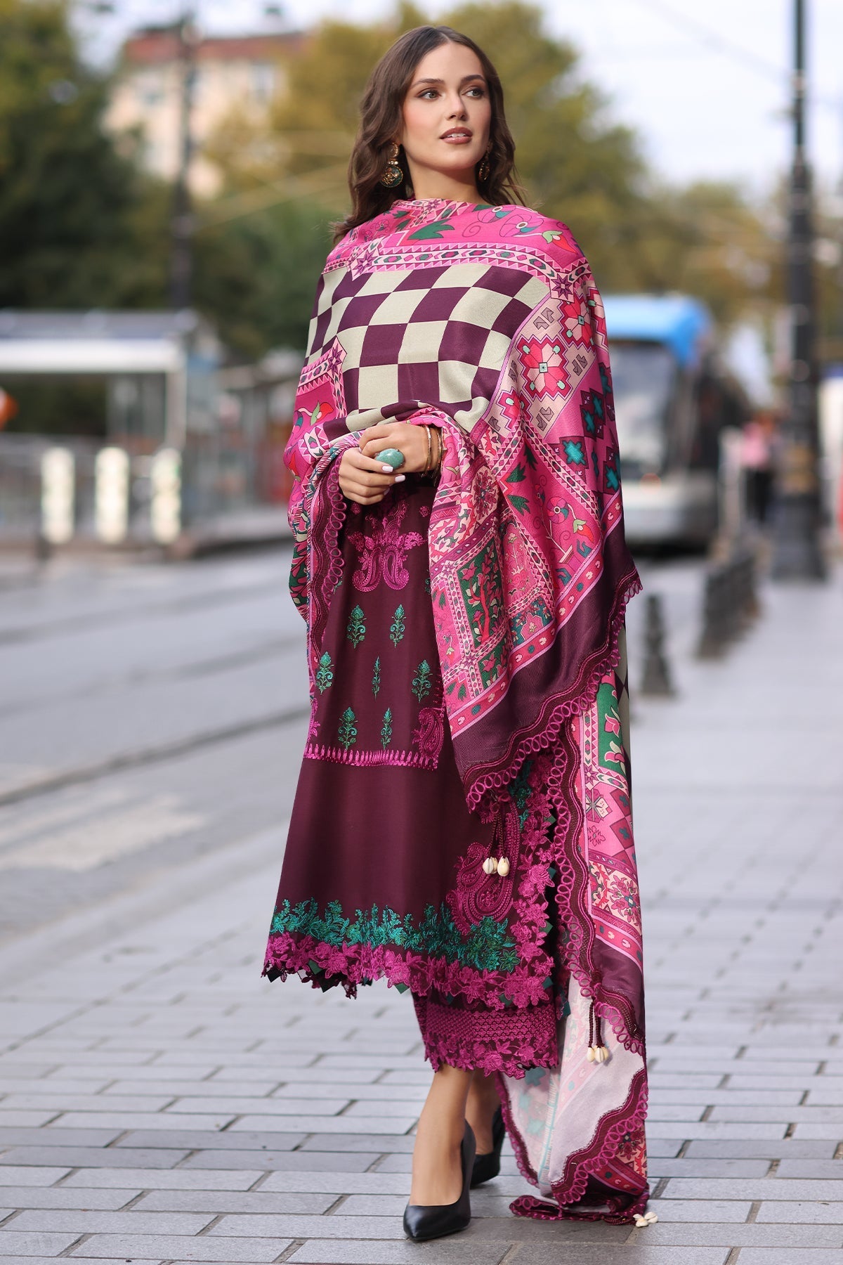 Charizma | Poshima Shawl |   PS4-05 by Charizma - Designer Dress - Type: Ladies Clothes - Available at Libayah - 100% Original