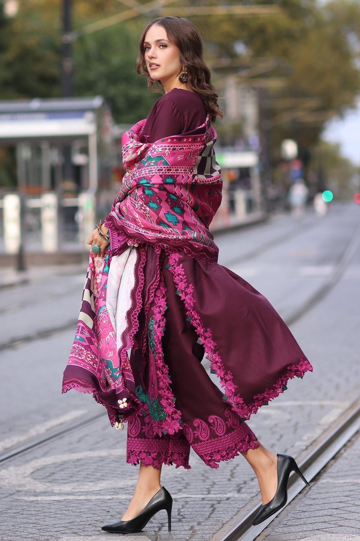 Charizma | Poshima Shawl |   PS4-05 by Charizma - Designer Dress - Type: Ladies Clothes - Available at Libayah - 100% Original