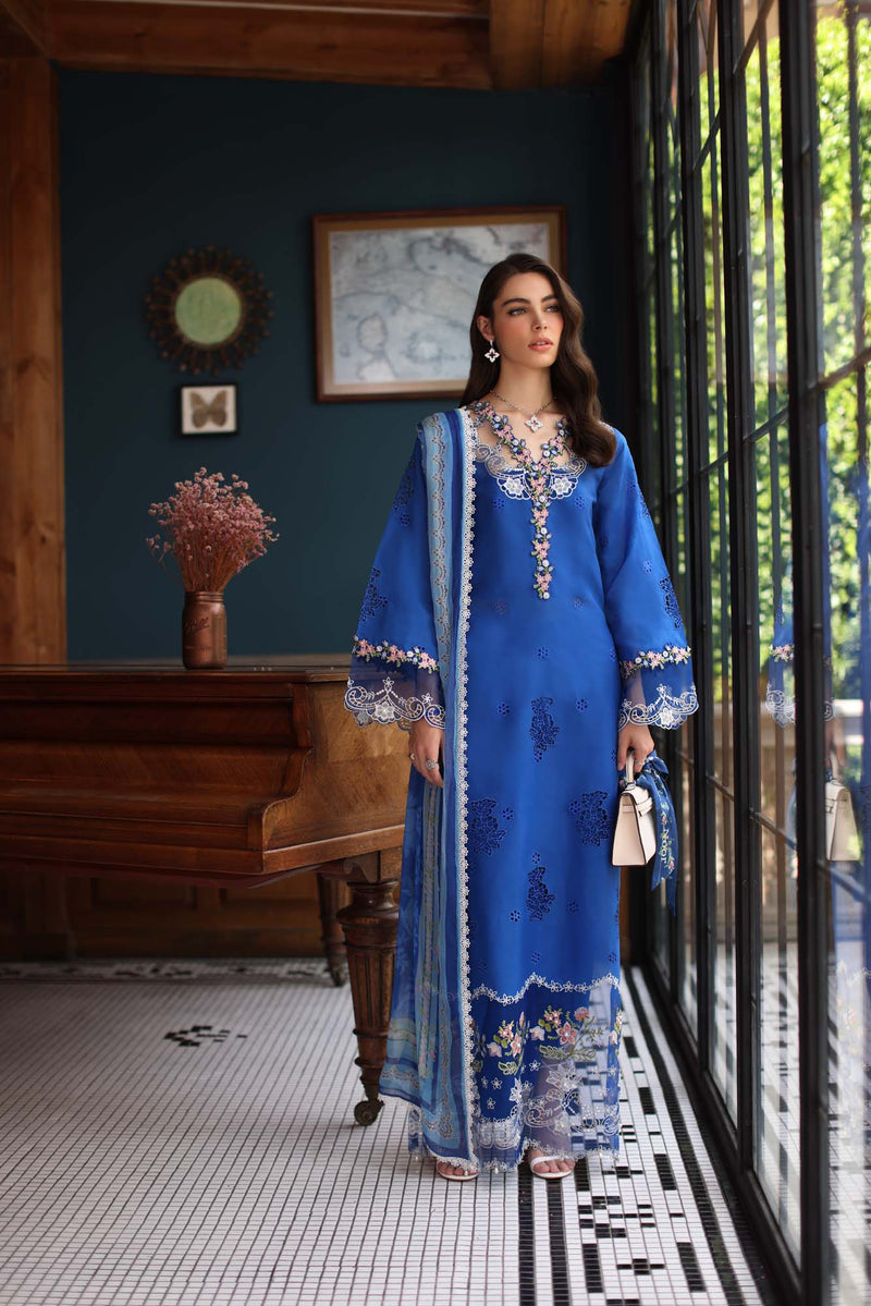 Noor by Saadia Asad | Eid Luxury Schiffli Laserkari 25 | D4- Ink Blue by Noor by Saadia Asad - Designer Dress - Type: Ladies Clothes - Available at Libayah - 100% Original