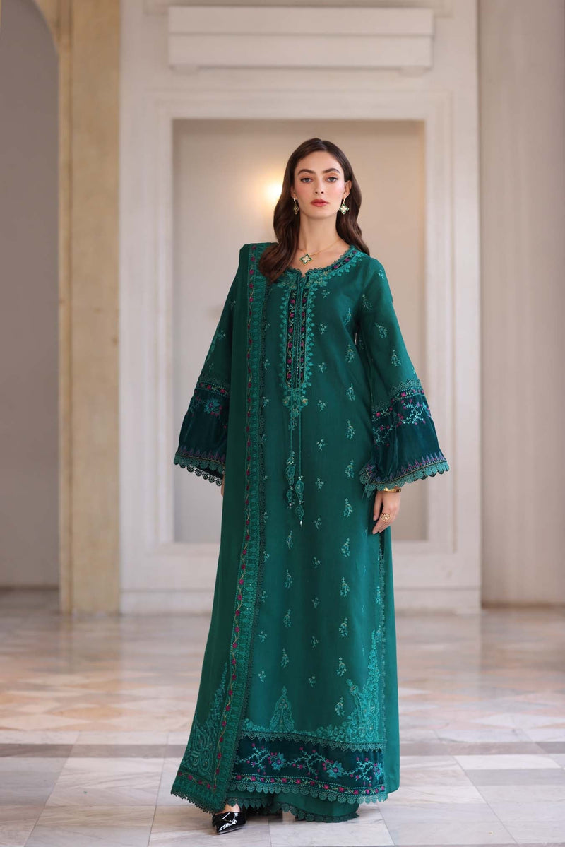 Emerald Reverie – authentic Pakistani dress from the Noor by Saadia Asad Winter Pashmina 25 collection for women in the UK