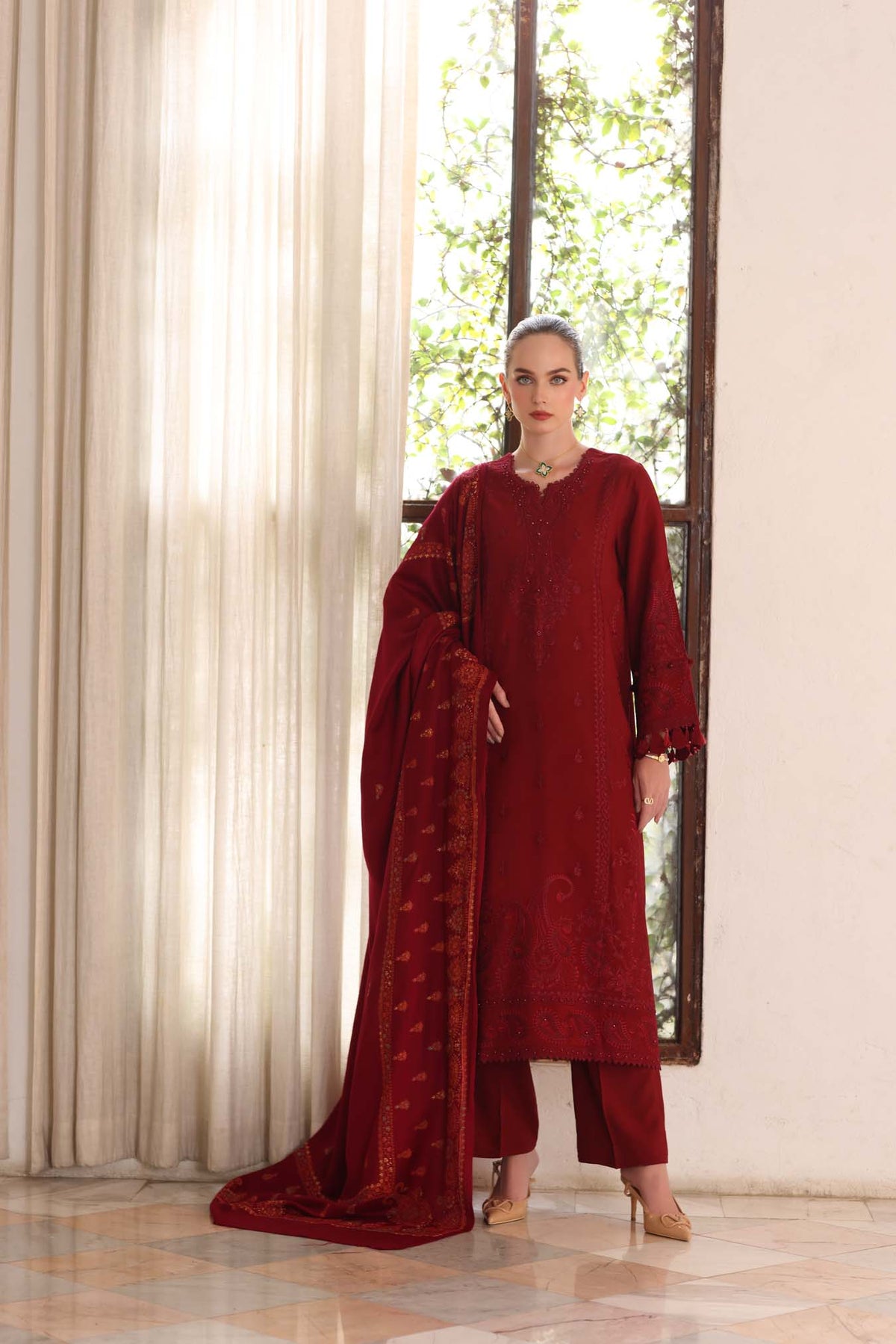 Ember – authentic Pakistani dress from the Noor by Saadia Asad Winter Pashmina 25 collection for women in the UK