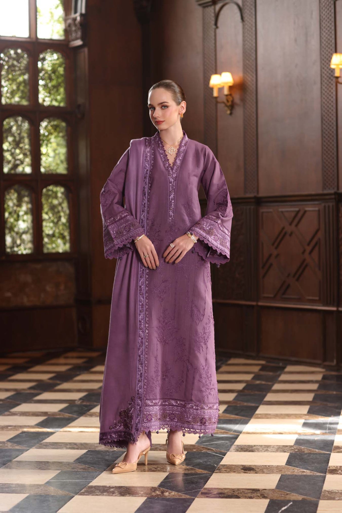 Serenity – authentic Pakistani dress from the Noor by Saadia Asad Winter Pashmina 25 collection for women in the UK