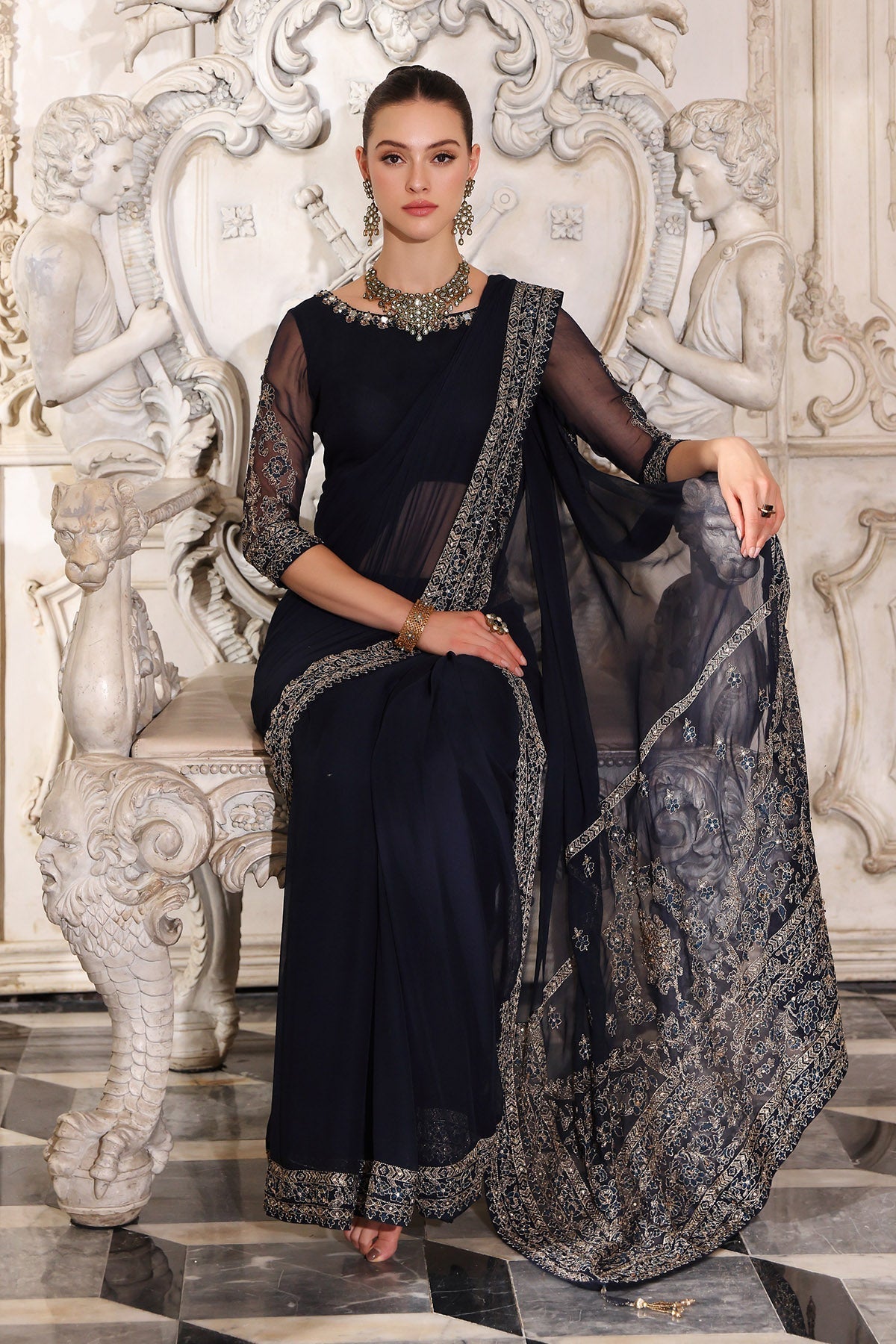 Chinyere | Formal Wedding Exclusive | ROYAL PEACE S SARI (AA5338) by Chinyere - Designer Dress - Type: Ladies Clothes - Available at Libayah - 100% Original
