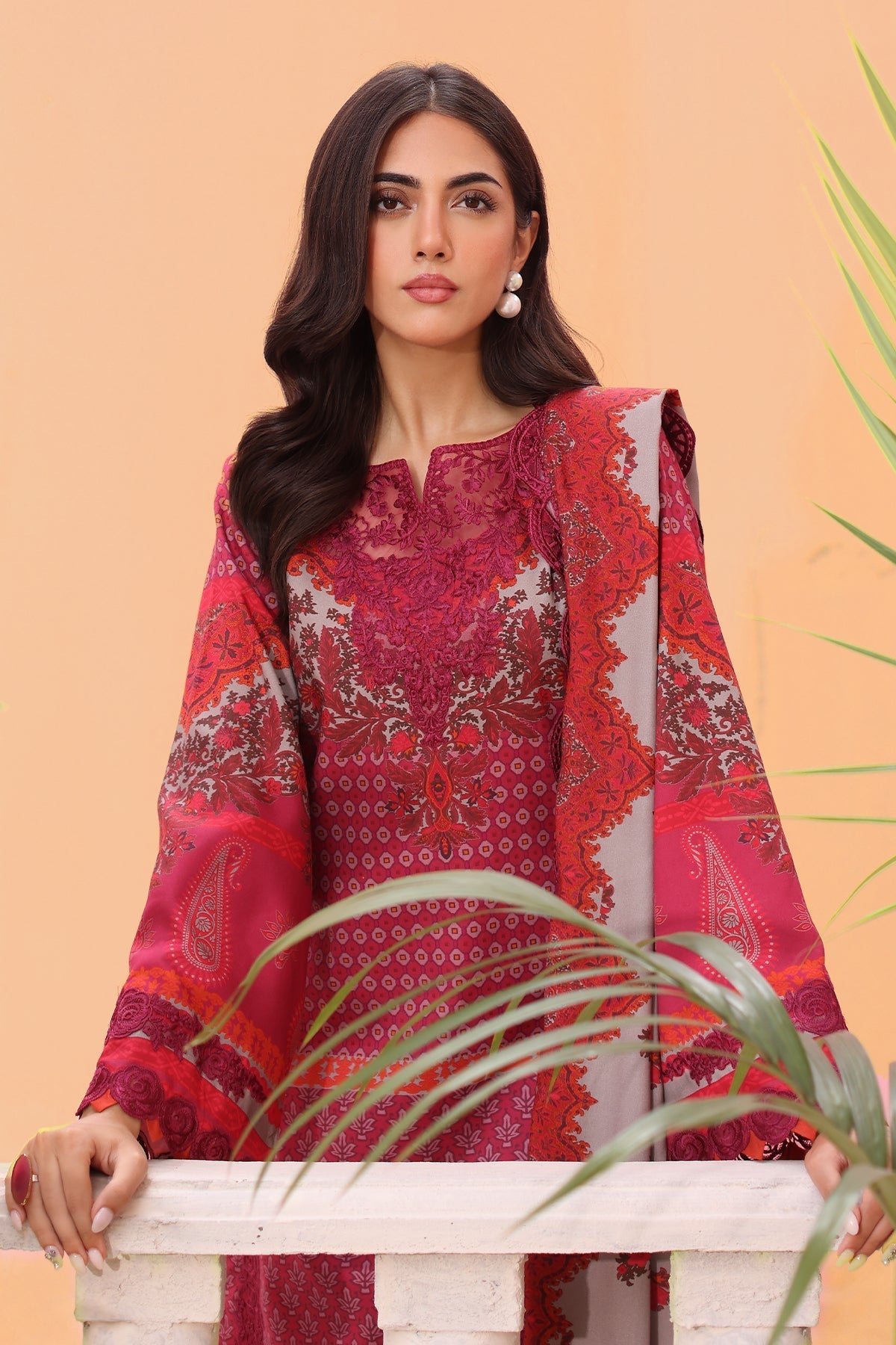 Charizma | Sheen Embroidered Linen Shawl | SHW4-06 by Charizma - Designer Dress - Type: Ladies Clothes - Available at Libayah - 100% Original