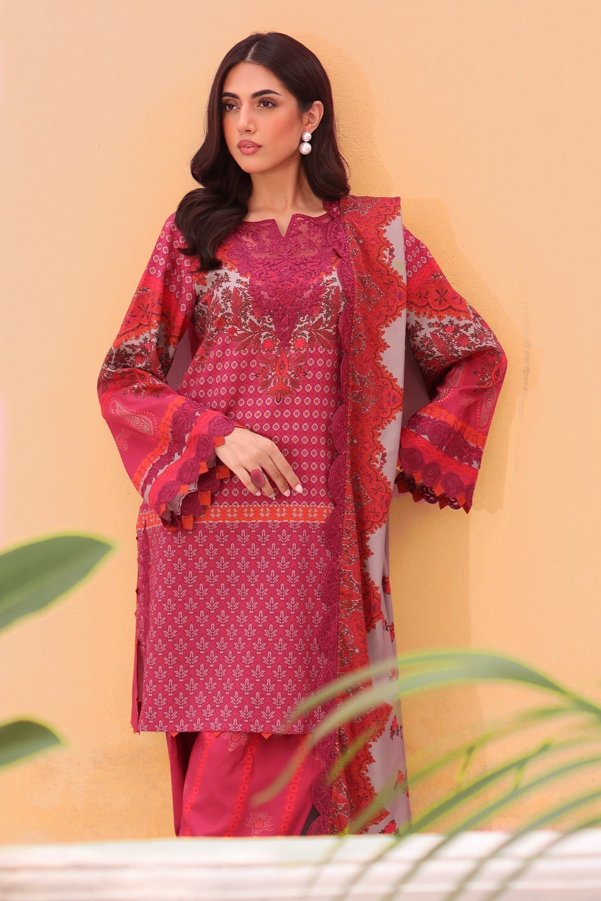 Charizma | Sheen Embroidered Linen Shawl | SHW4-06 by Charizma - Designer Dress - Type: Ladies Clothes - Available at Libayah - 100% Original