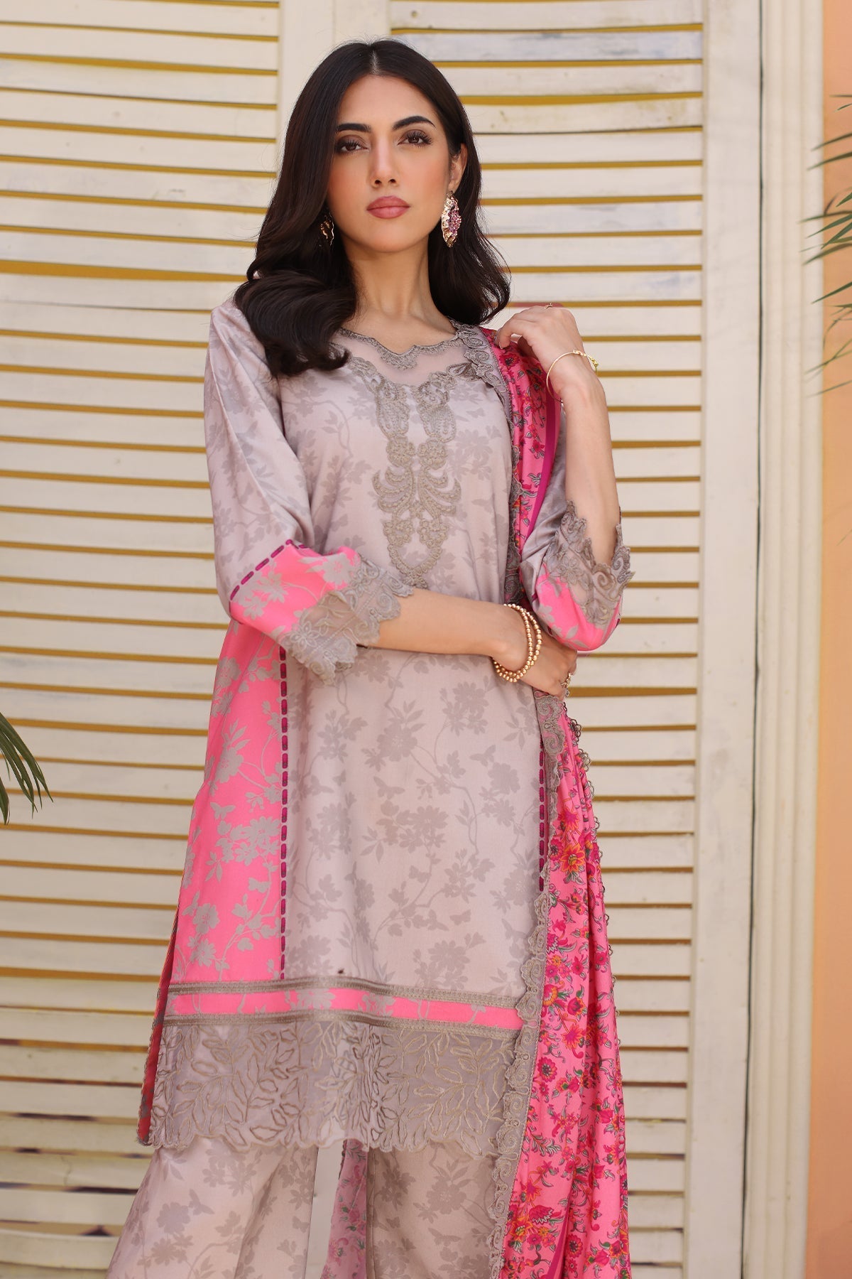 Charizma | Sheen Embroidered Linen Shawl | SHW4-04 by Charizma - Designer Dress - Type: Ladies Clothes - Available at Libayah - 100% Original