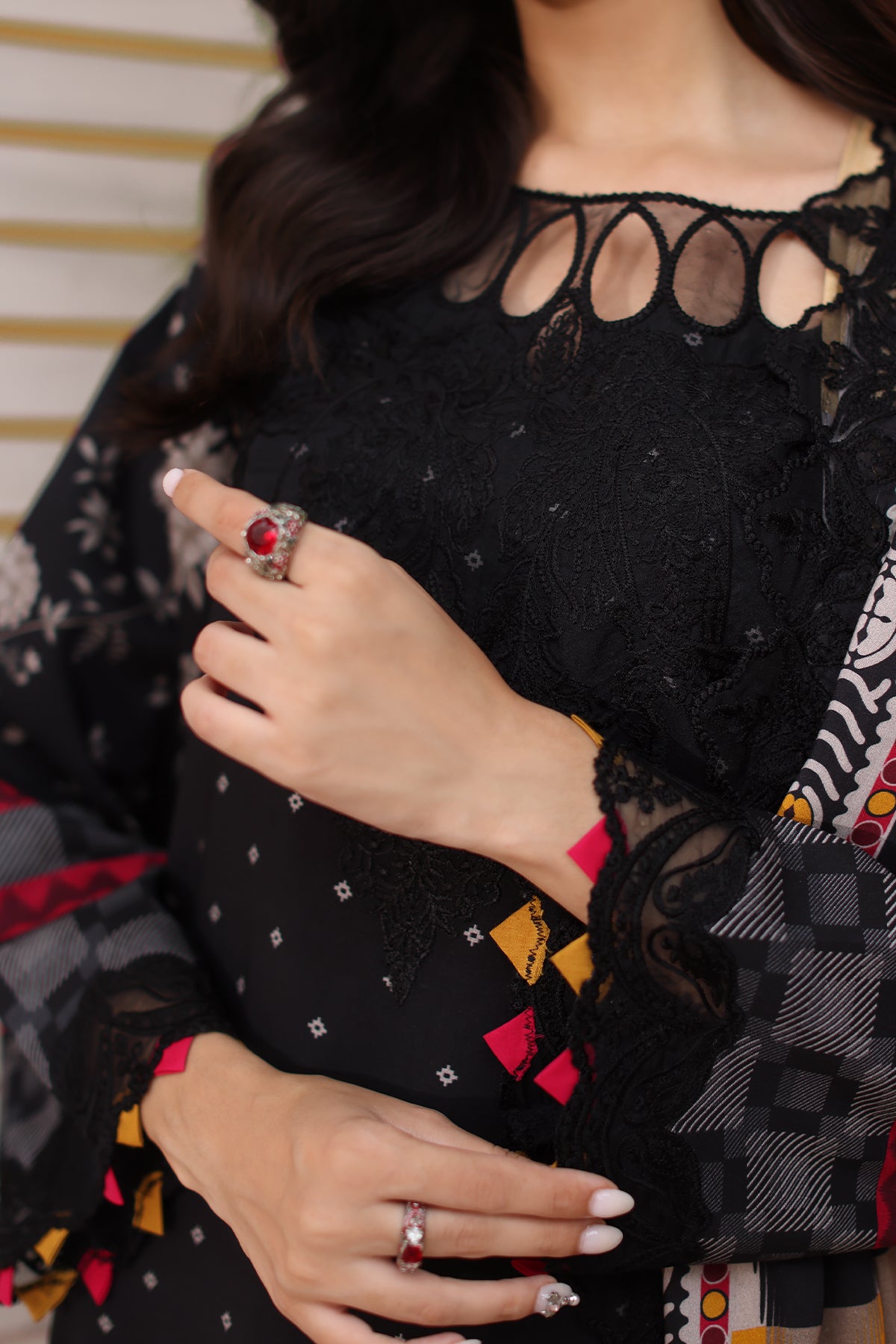 Charizma | Sheen Embroidered Linen Shawl | SHW4-03 by Charizma - Designer Dress - Type: Ladies Clothes - Available at Libayah - 100% Original