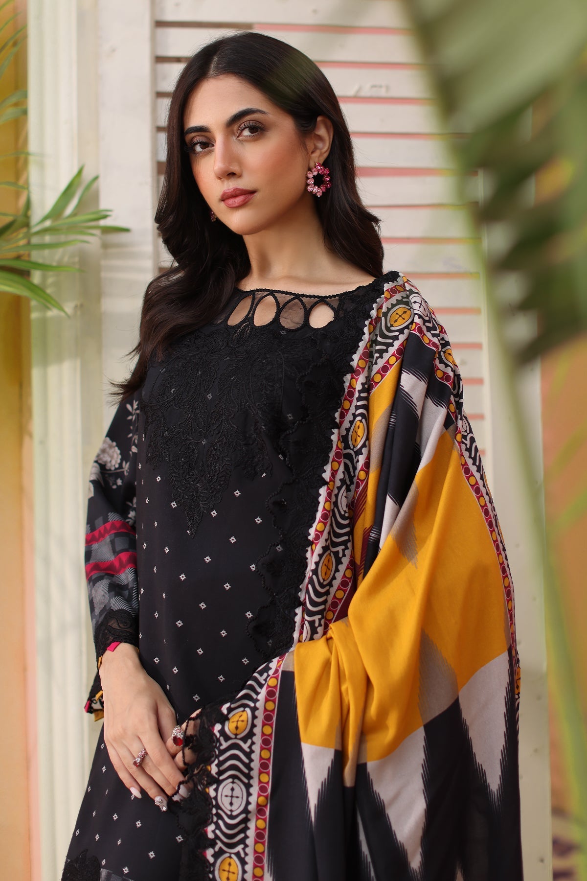 Charizma | Sheen Embroidered Linen Shawl | SHW4-03 by Charizma - Designer Dress - Type: Ladies Clothes - Available at Libayah - 100% Original