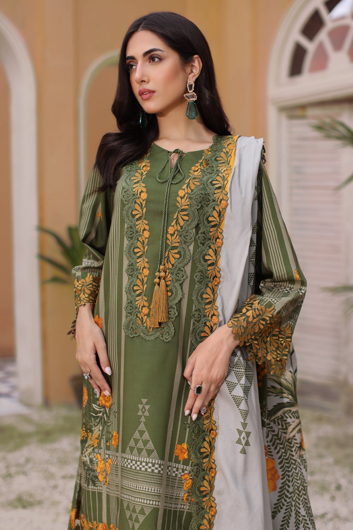Charizma | Sheen Embroidered Linen Shawl | SHW4-07 by Charizma - Designer Dress - Type: Ladies Clothes - Available at Libayah - 100% Original