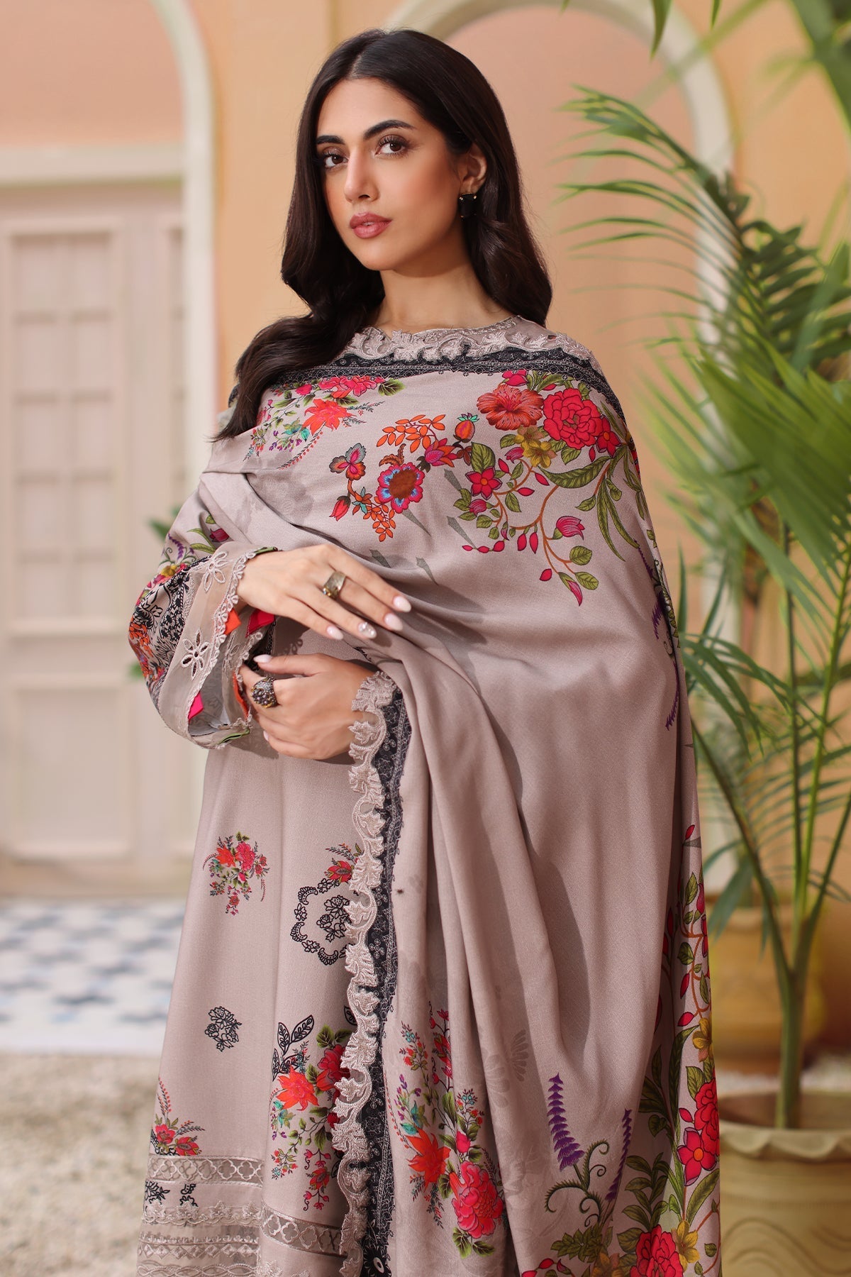 Charizma | Sheen Embroidered Linen Shawl | SHW4-02 by Charizma - Designer Dress - Type: Ladies Clothes - Available at Libayah - 100% Original
