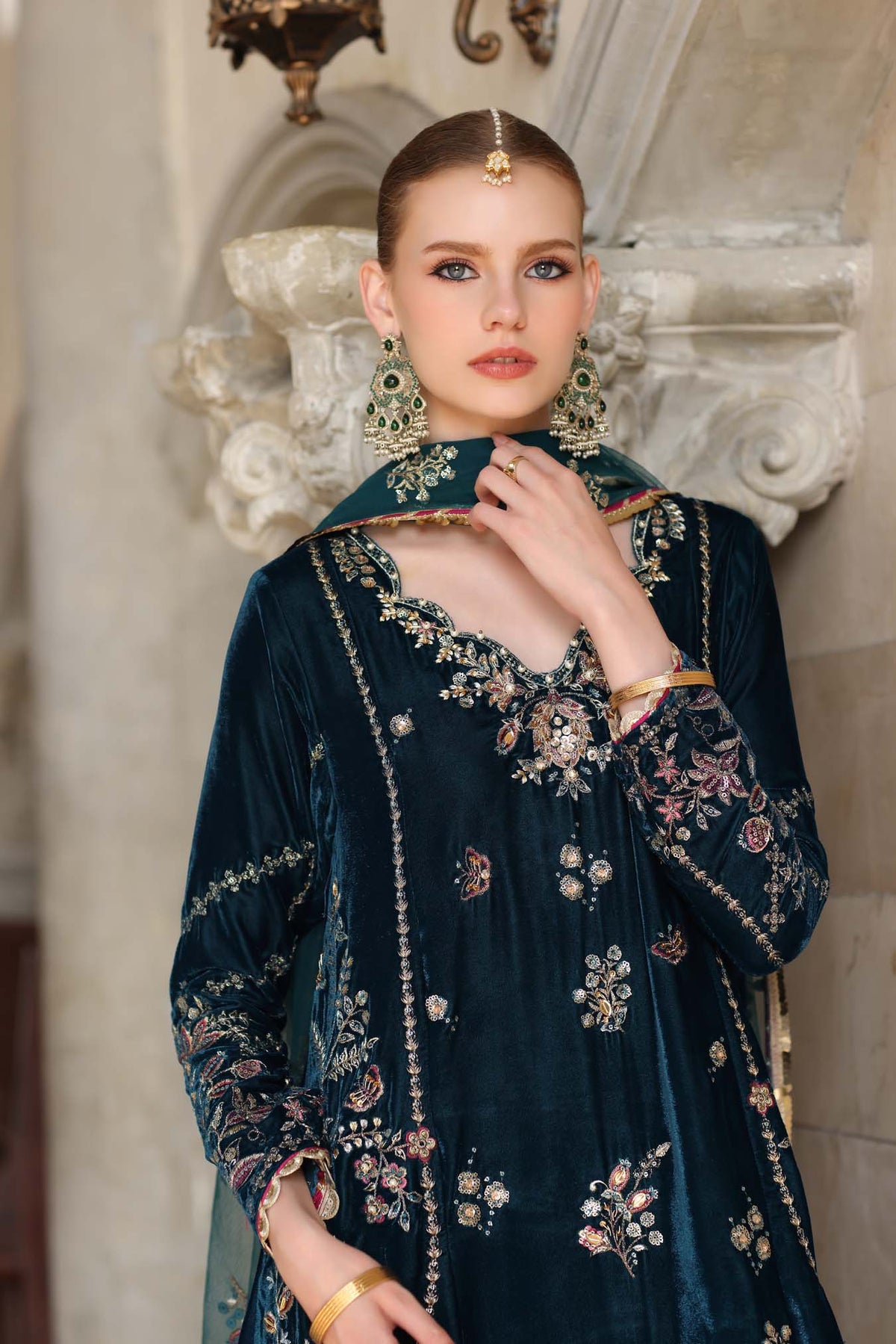 Noor by Saadia Asad | Handcrafted Velvet 25 | Andaleeb by Noor by Saadia Asad - Designer Dress - Type : Ladies Clothes - Available at Libayah - 100% Original 